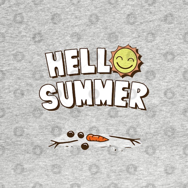 Hello Summer Funny Summer Sun Frozen Snowman Outdoors Cartoon by BoggsNicolas